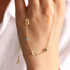 Custom Sideway Initial Birthstone Necklace