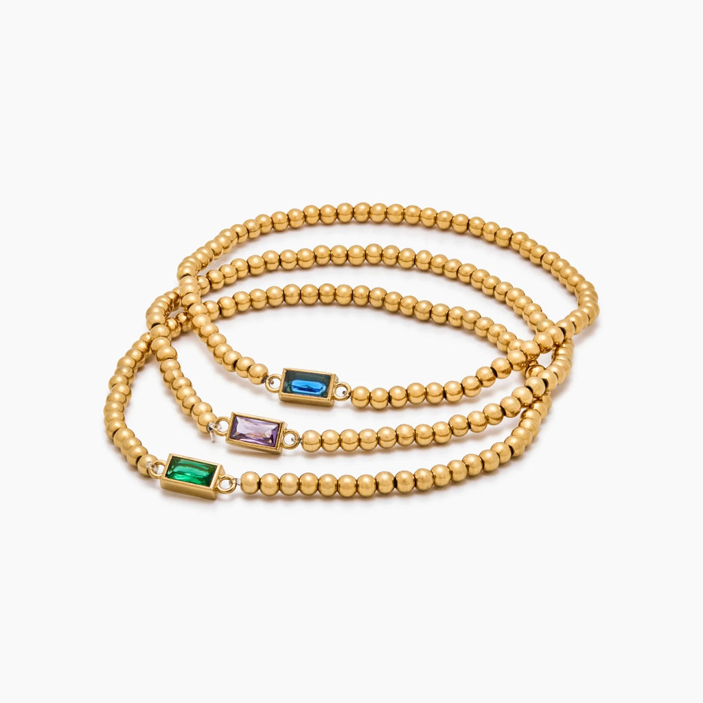Bracelet pierre de naissance perlé or