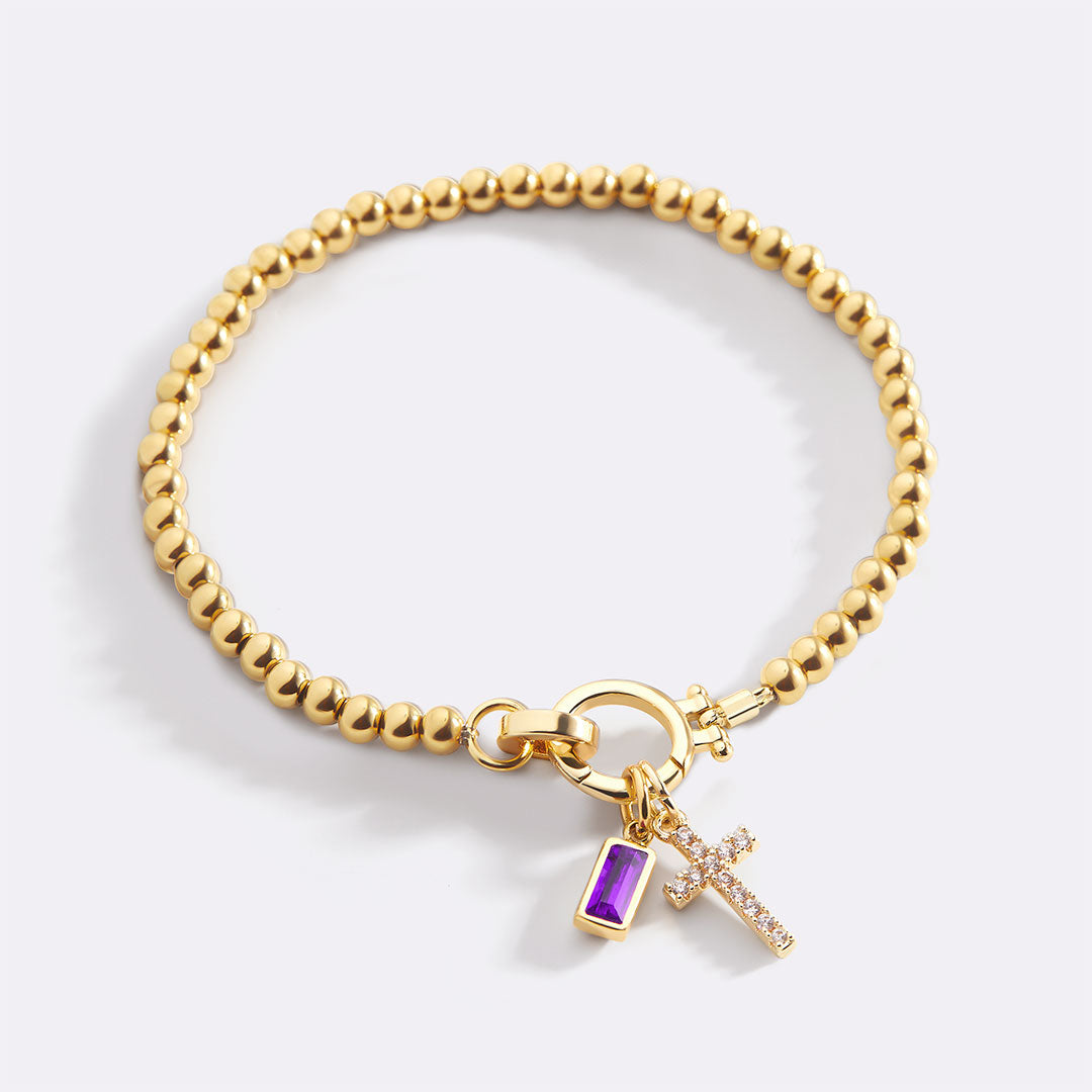 Bracelet Breloque Croix Pierre de Naissance