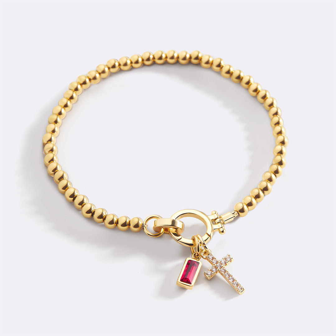 Bracelet Breloque Croix Pierre de Naissance