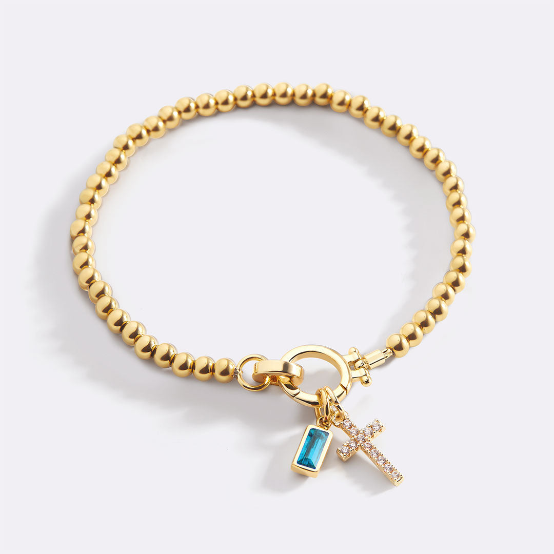 Bracelet Breloque Croix Pierre de Naissance