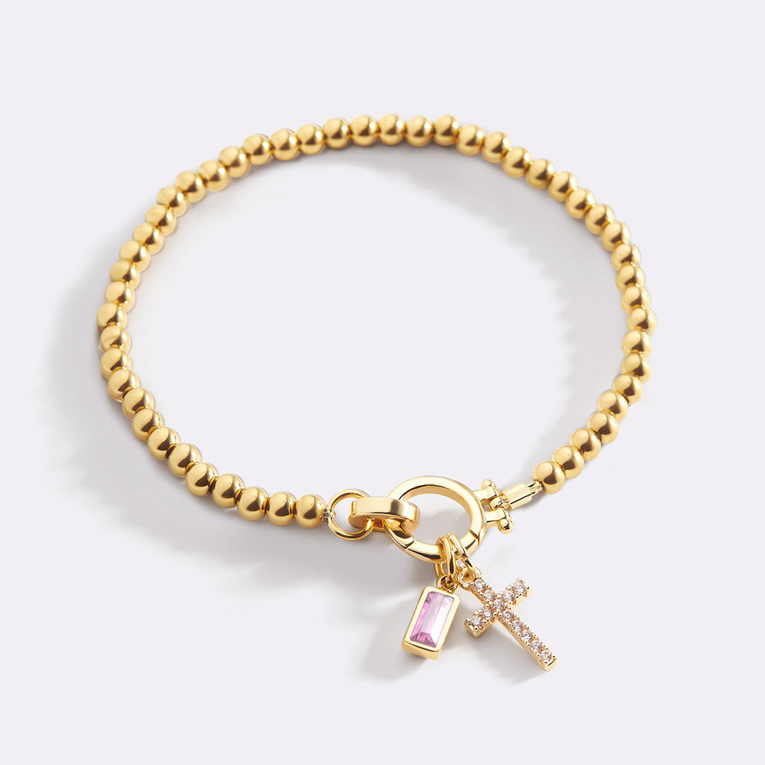 Bracelet Breloque Croix Pierre de Naissance