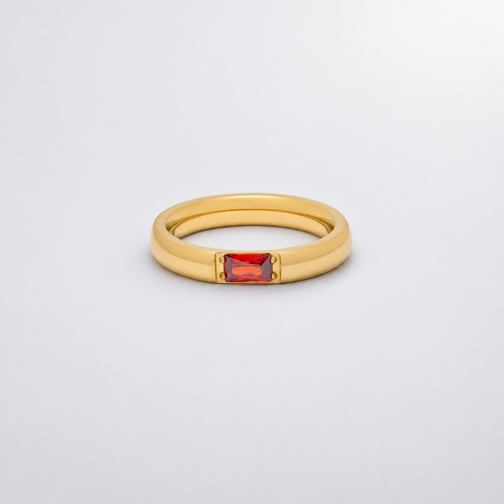 Bague anneau pierre de naissance taille baguette