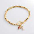 Cross Charm Birthstone Bracelet