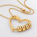 Collier cœur avec perles gravées