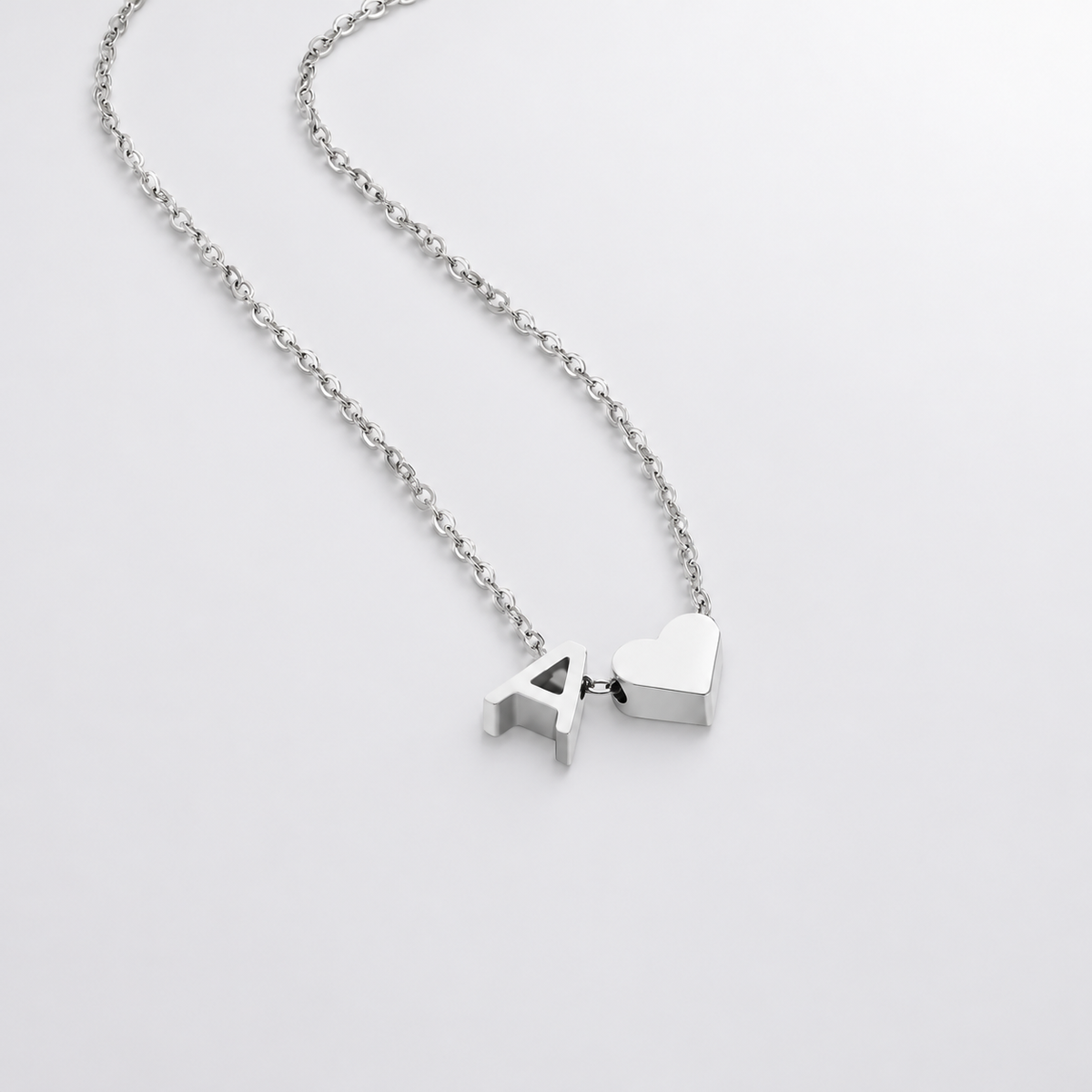Collier Cœur & Initiale en Argent