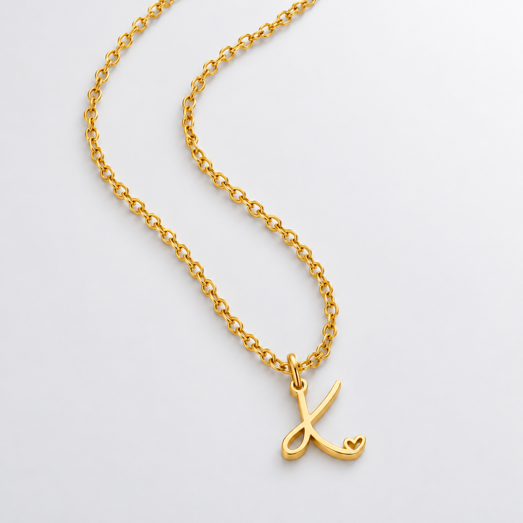Collier cœur lettre or