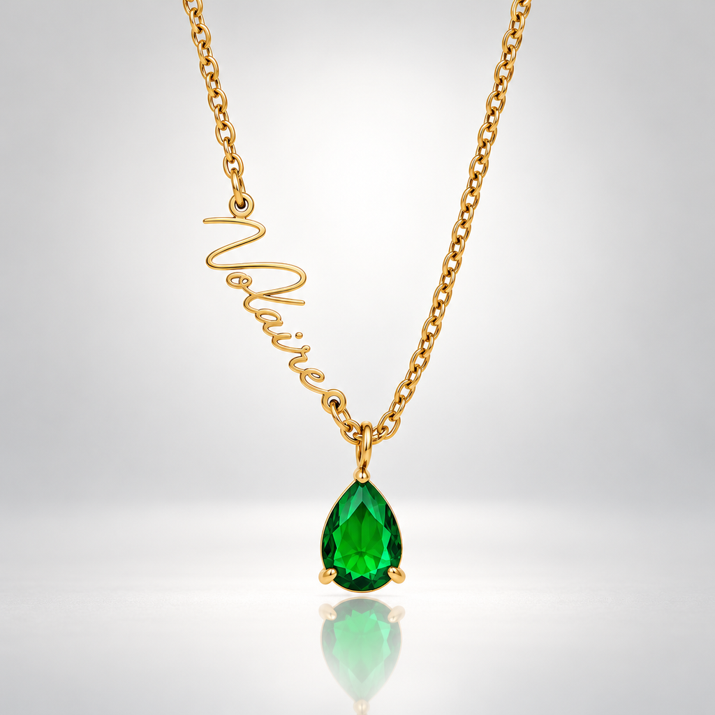 Collier avec prénom et pierre de naissance