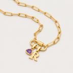 Collier Pendentif Mousqueton Avec Initiale et Pierre de Naissance