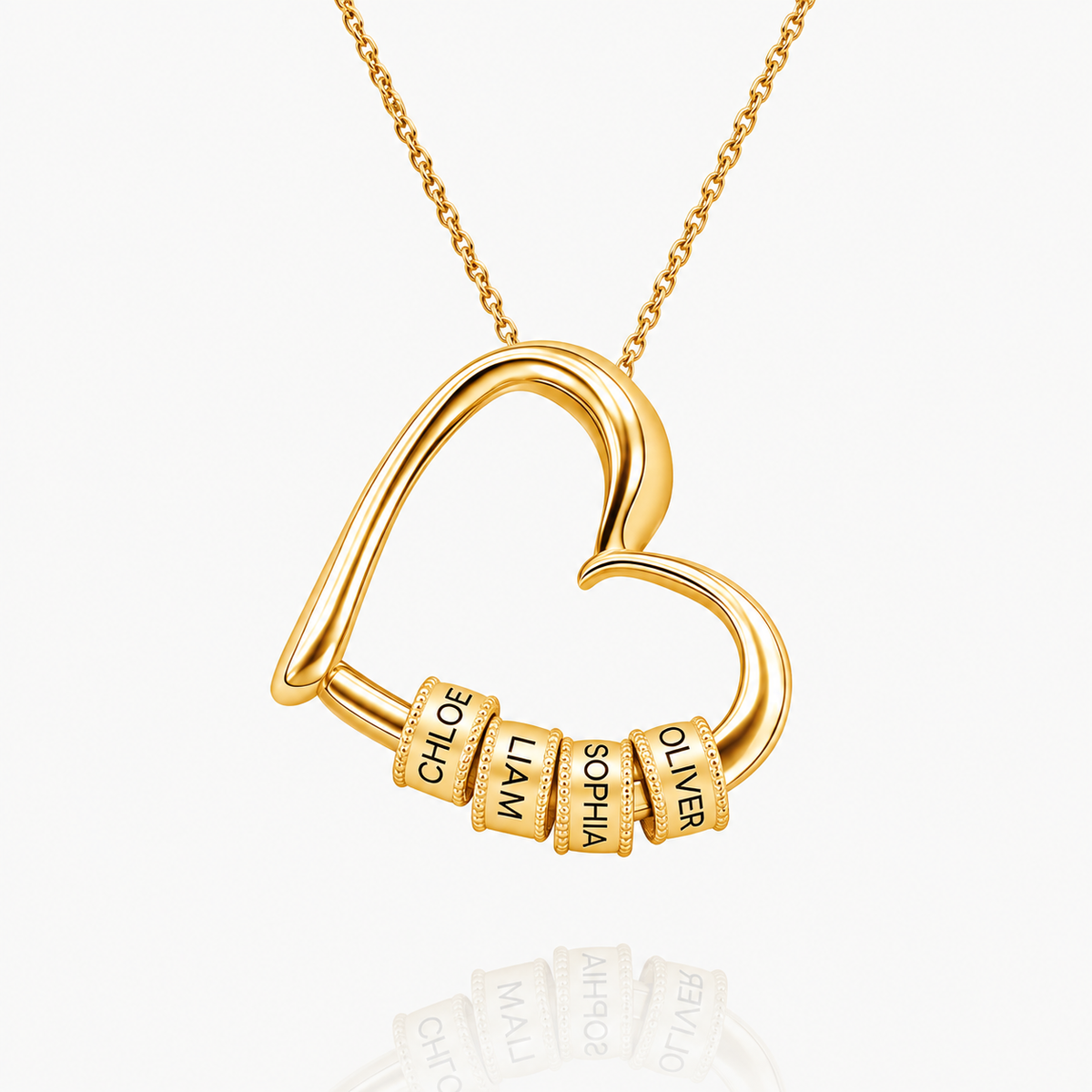 Collier cœur avec perles gravées