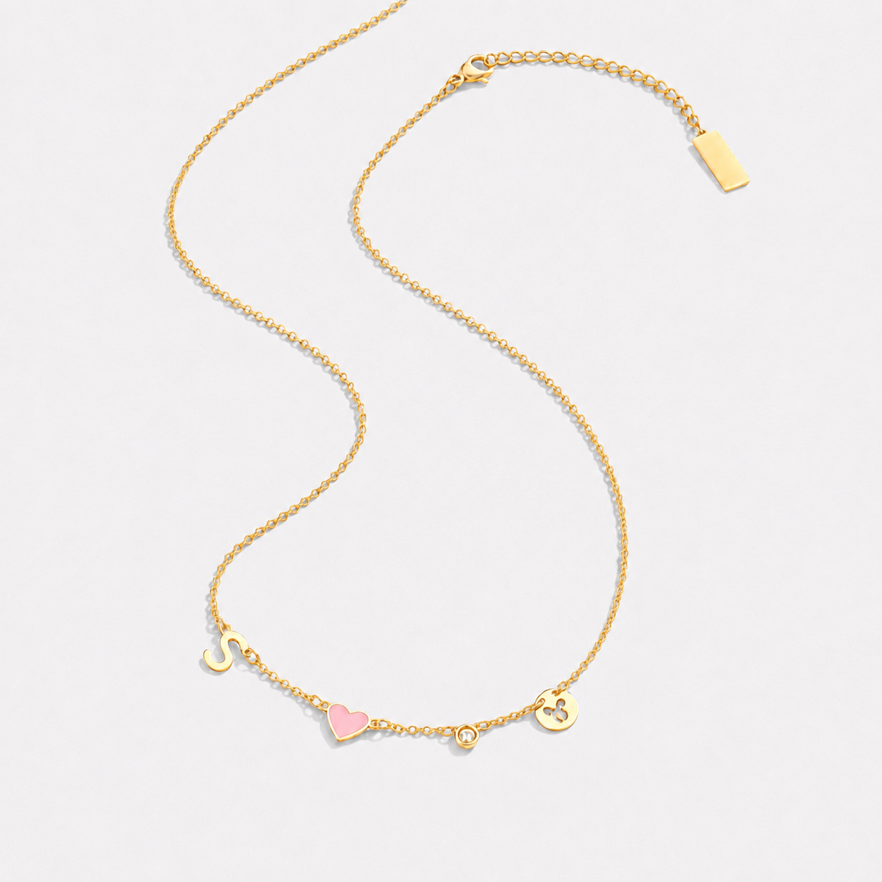 Initial Heart Necklace with Birthstone and Zodiac Sign