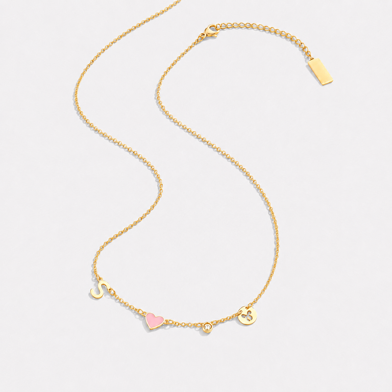 Collier avec initiale, pierre de naissance et signe du zodiaque