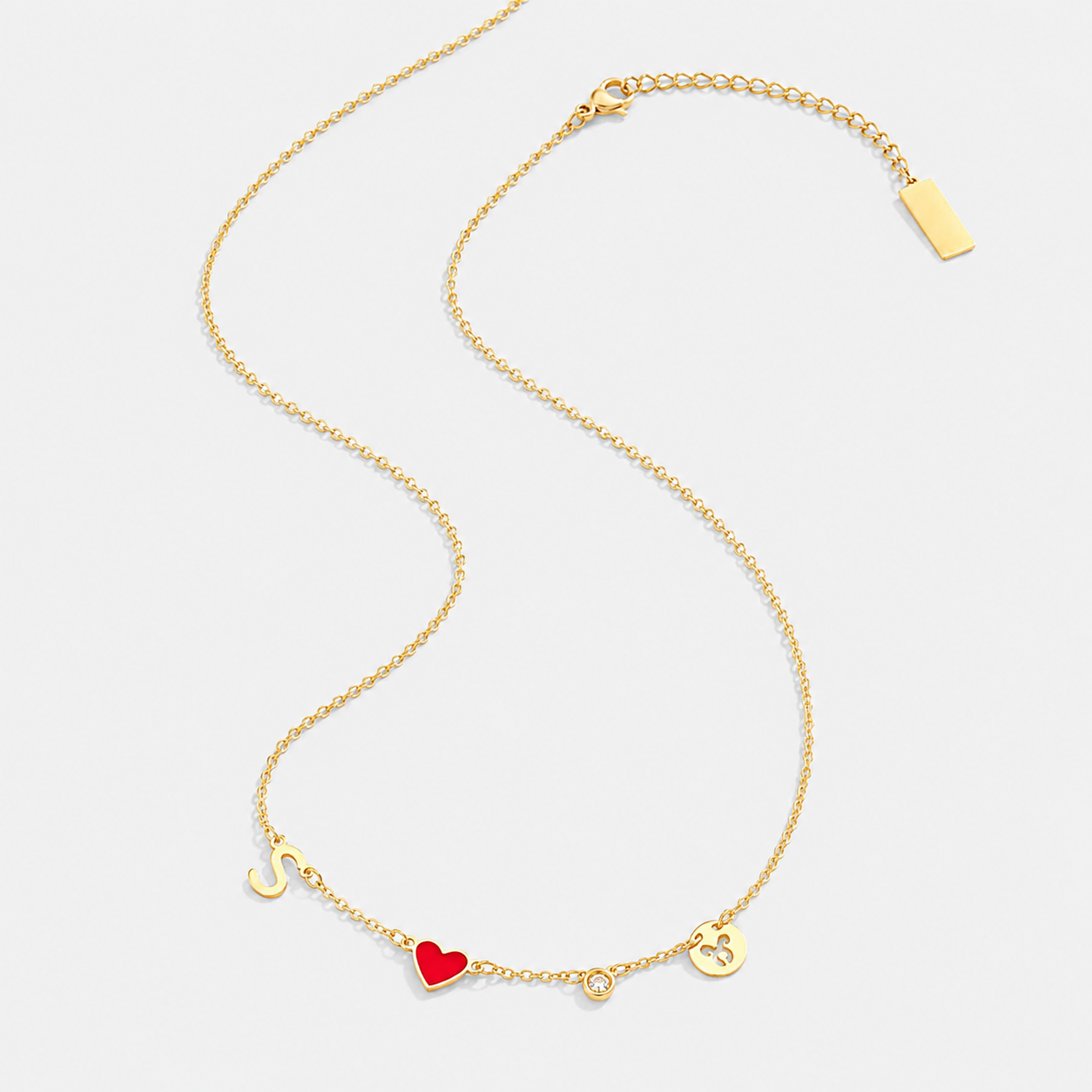 Initial Heart Necklace with Birthstone and Zodiac Sign