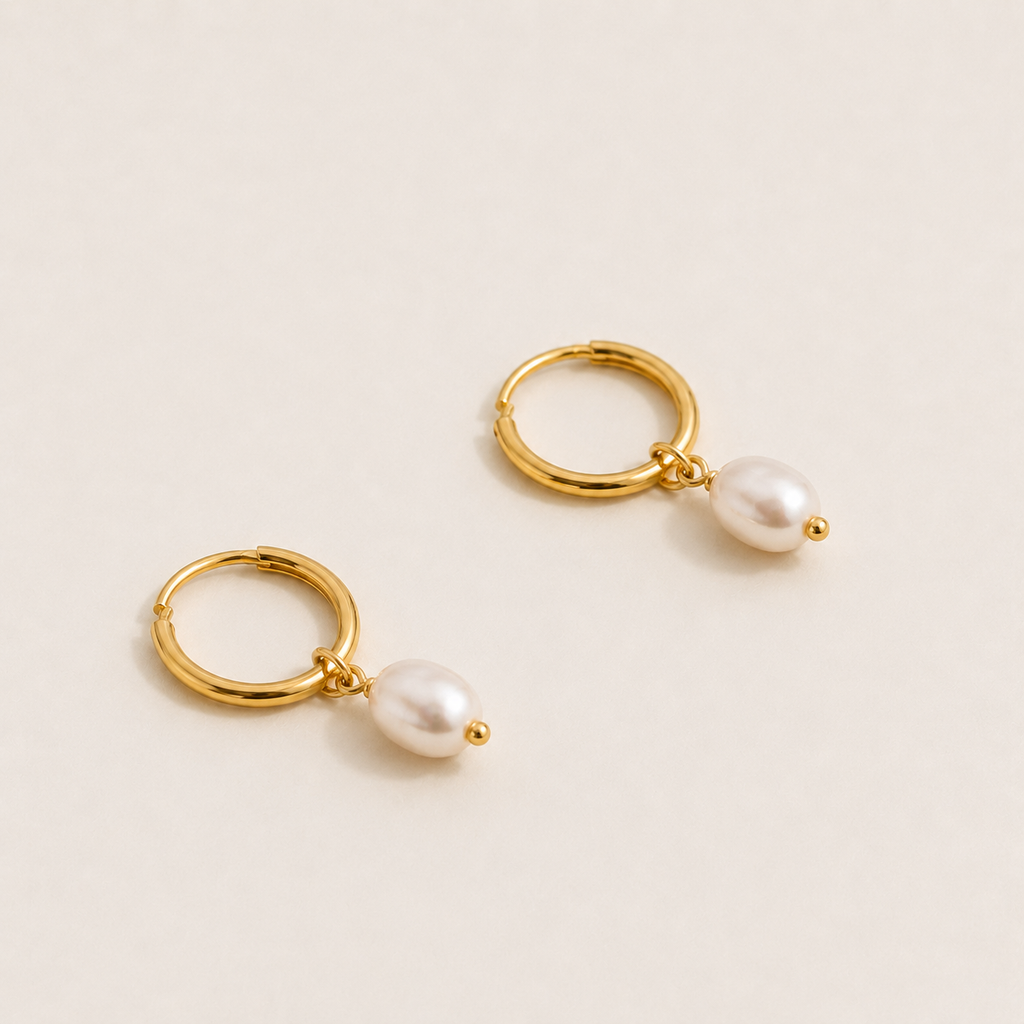 Freshwater Pearl Bella Hoop Earrings