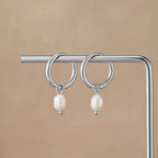 Freshwater Pearl Delphine Silver Hoop Earrings