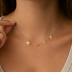Initial Heart Necklace with Birthstone and Zodiac Sign