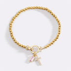 Cross Charm Birthstone Bracelet