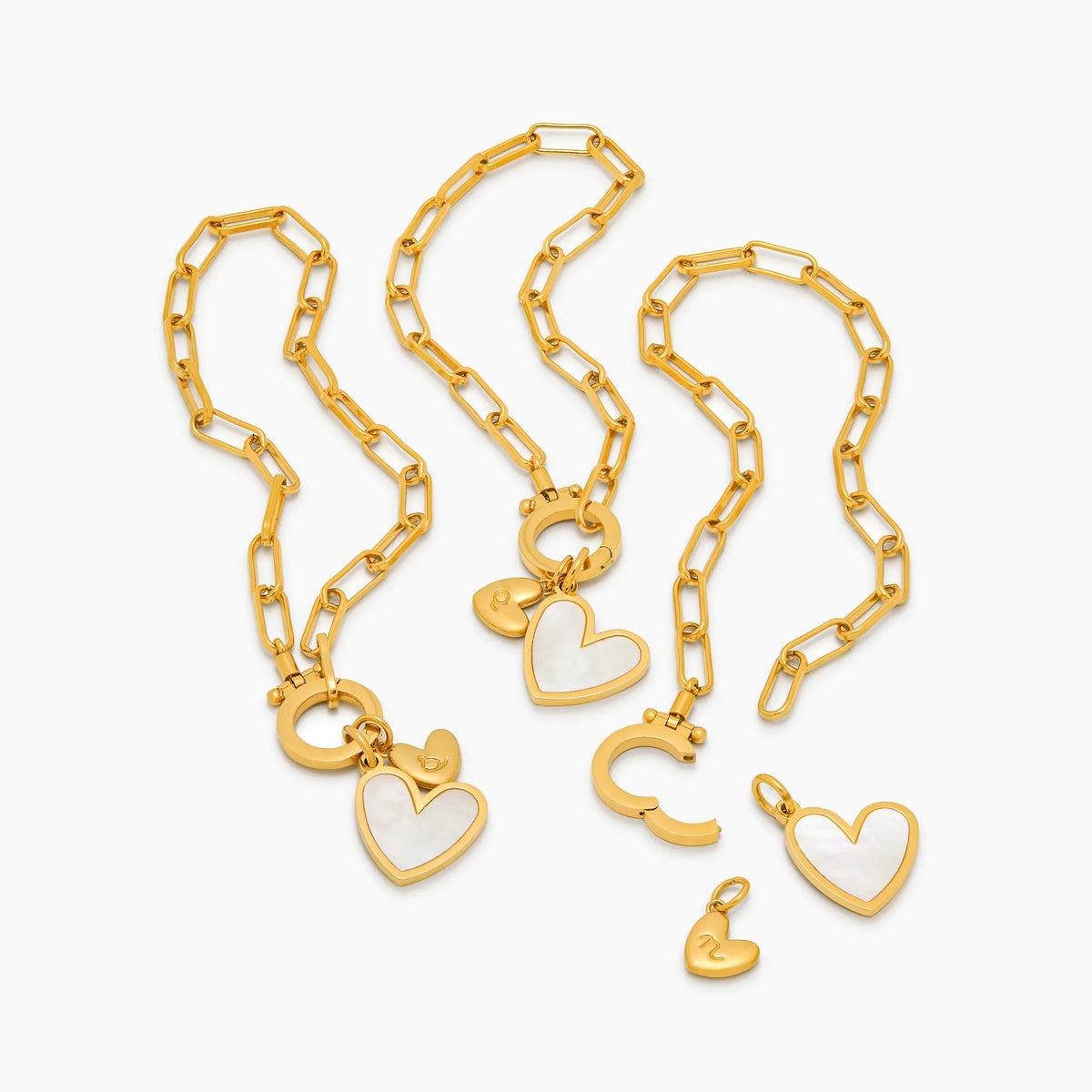 Bracelet duo cœur initial à maillons trombone