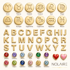 Initial Heart Necklace with Birthstone and Zodiac Sign