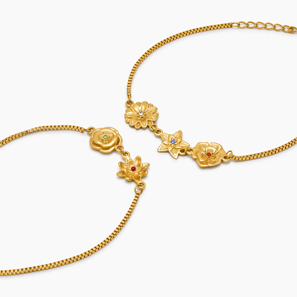 Bracelet à breloque fleur de naissance personnalisée