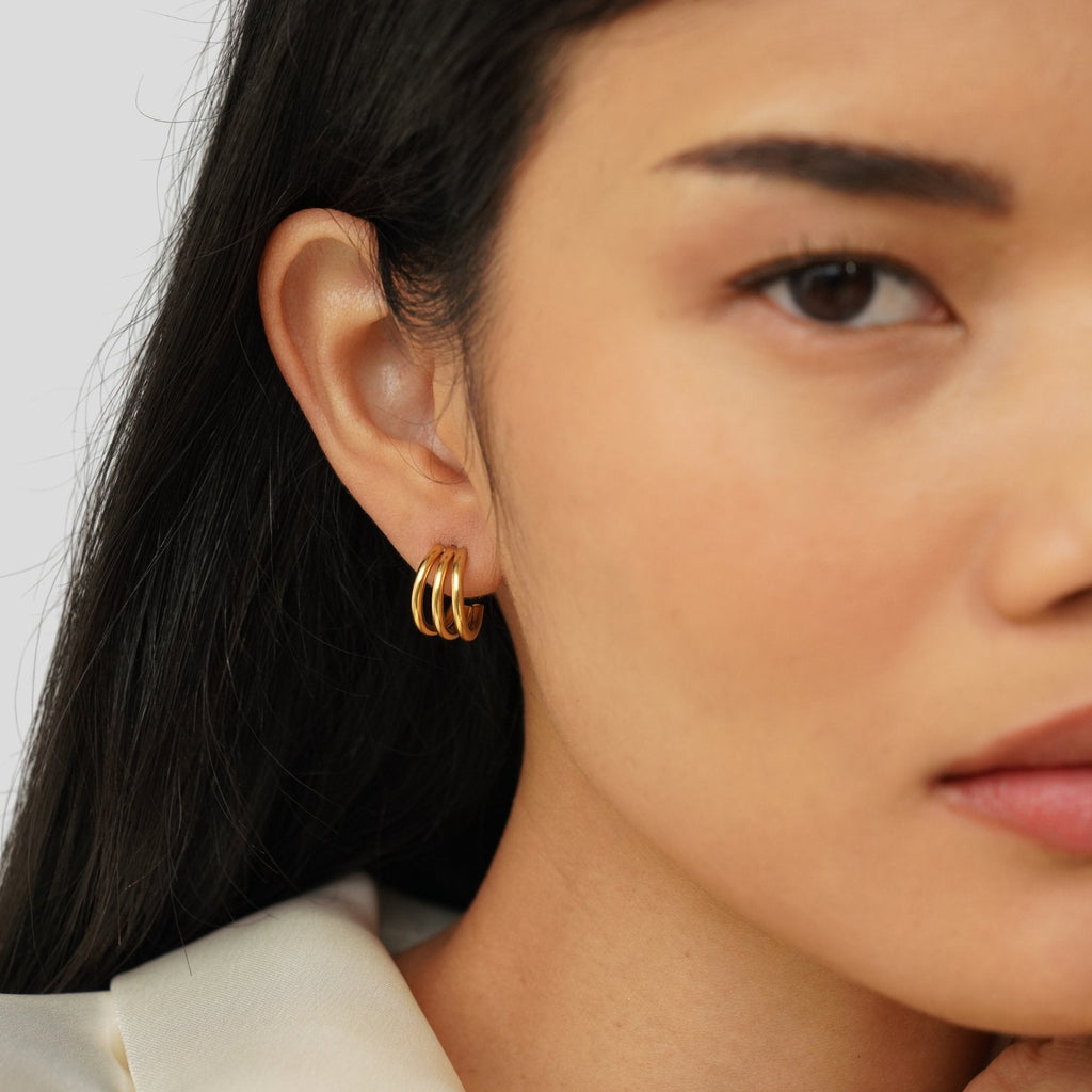 Violette Triple Gold Hoop Earrings