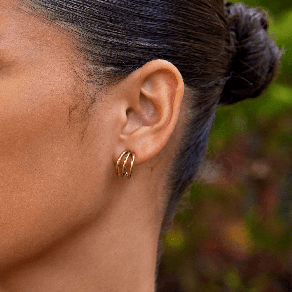 Violette Triple Gold Hoop Earrings