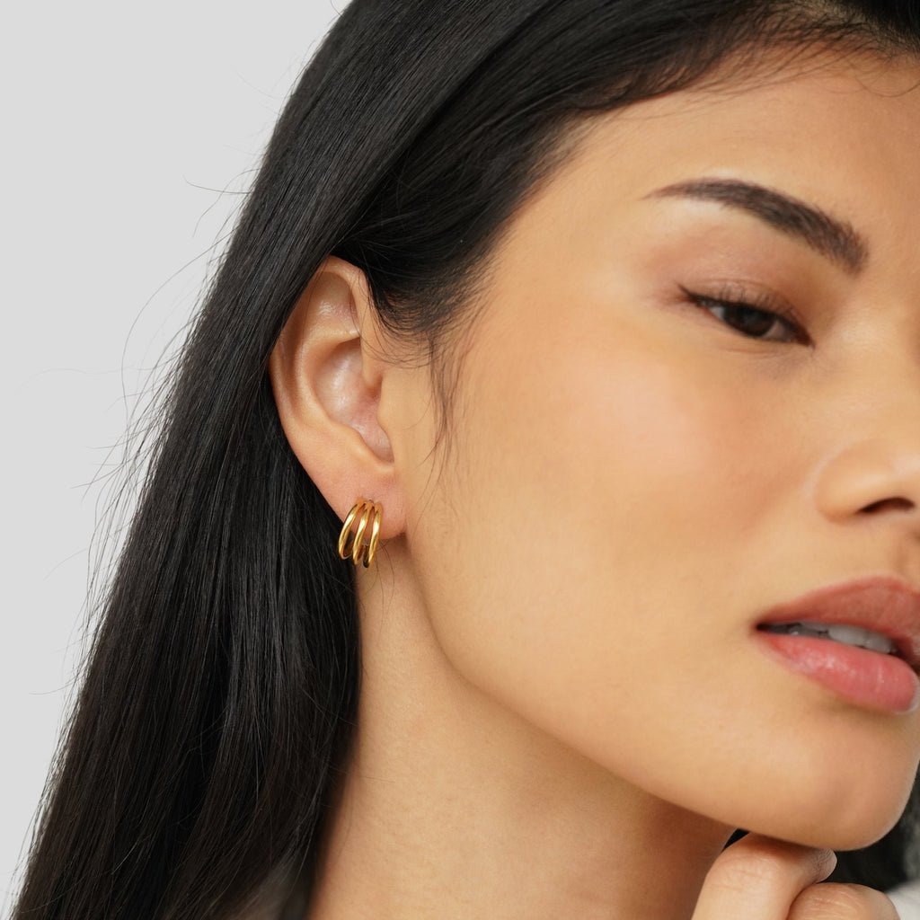 Violette Triple Gold Hoop Earrings