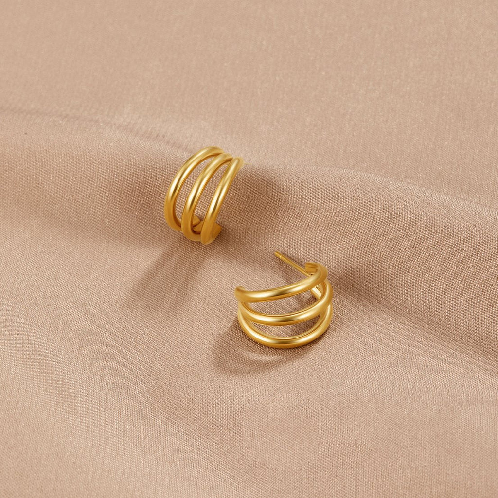 Violette Triple Gold Hoop Earrings