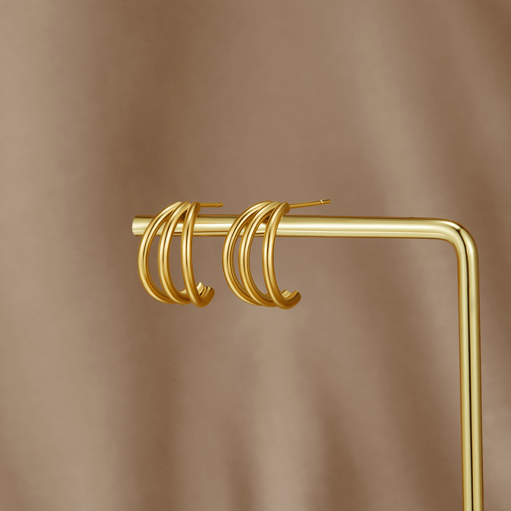 Violette Triple Gold Hoop Earrings