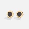 Cecilia Black Button Stud Earrings