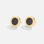 Cecilia Black Button Stud Earrings