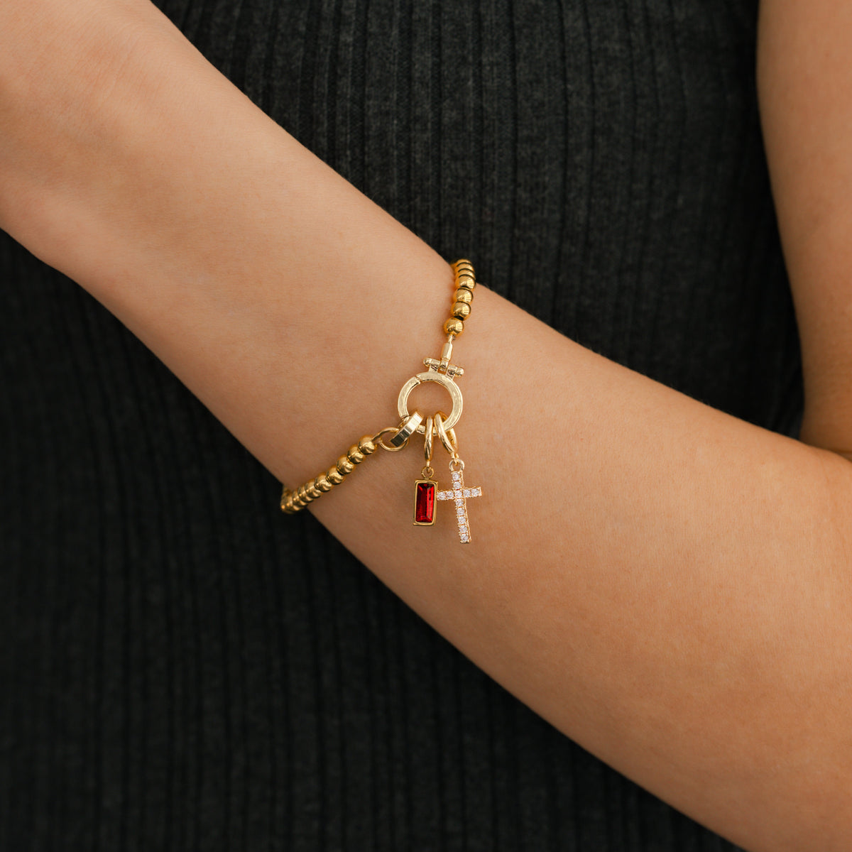 Bracelet Breloque Croix Pierre de Naissance