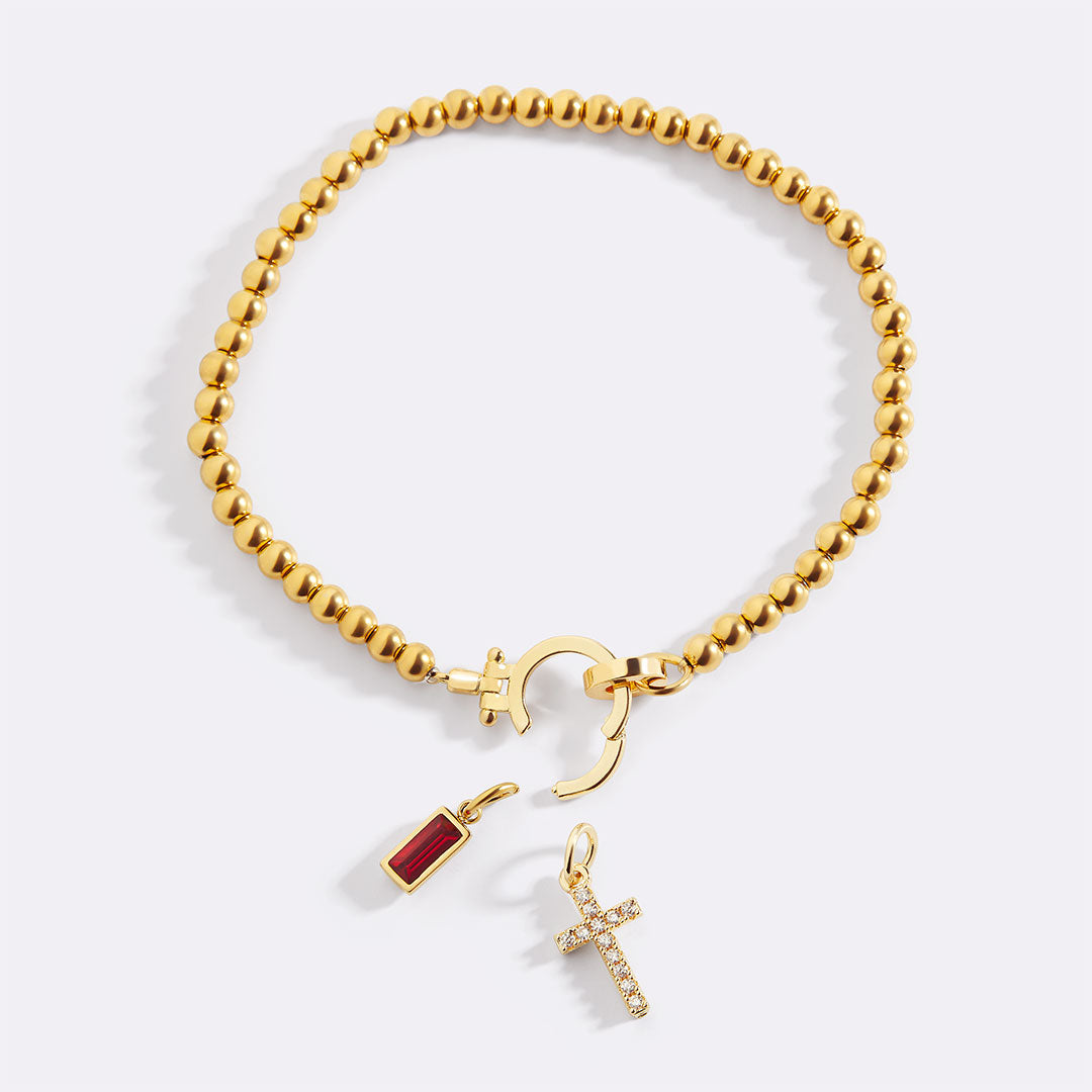 Bracelet Breloque Croix Pierre de Naissance