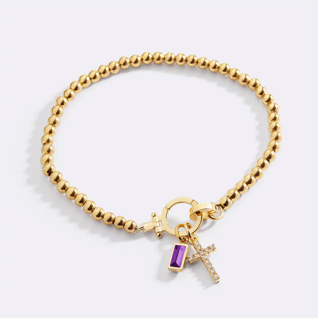 Bracelet Breloque Croix Pierre de Naissance