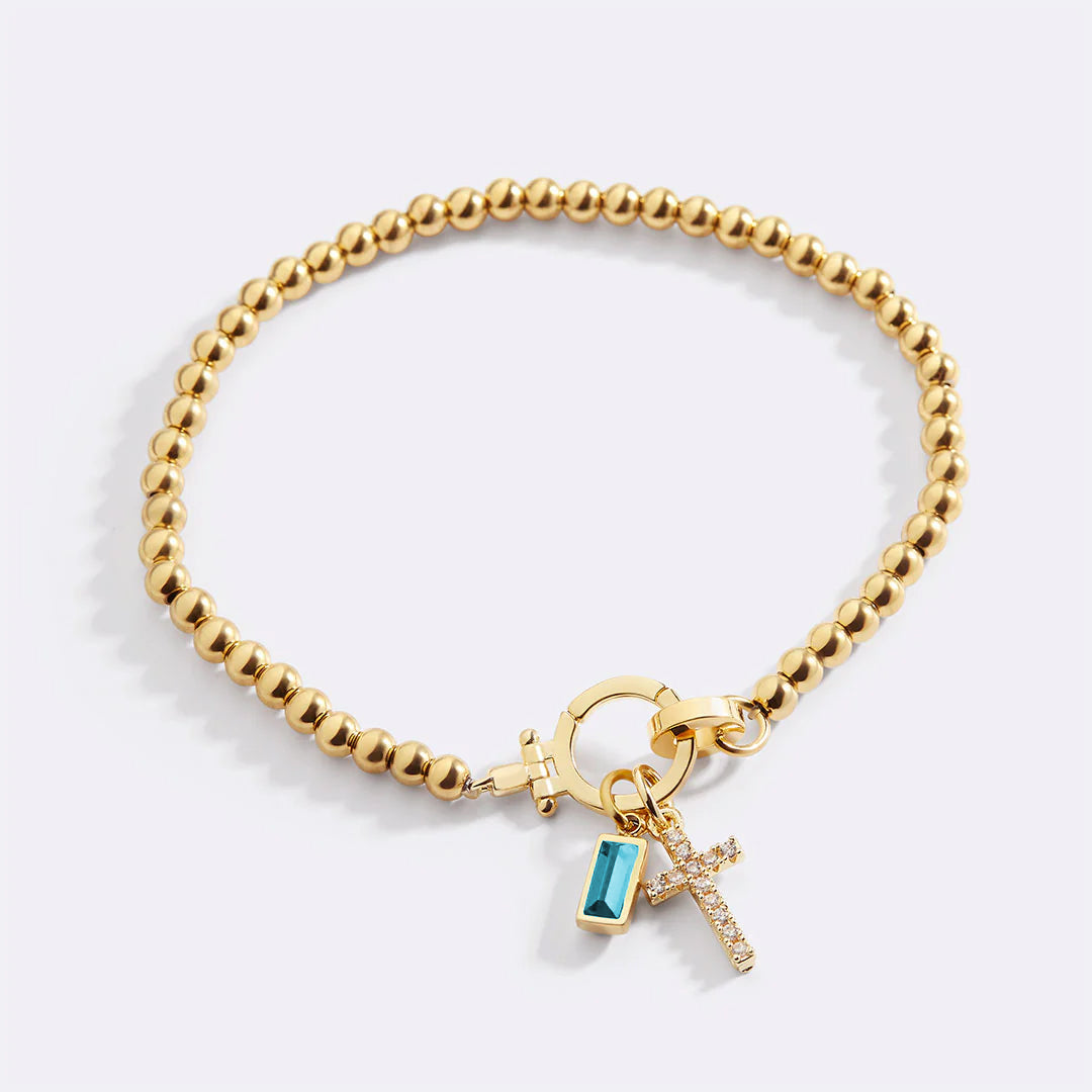 Bracelet Breloque Croix Pierre de Naissance