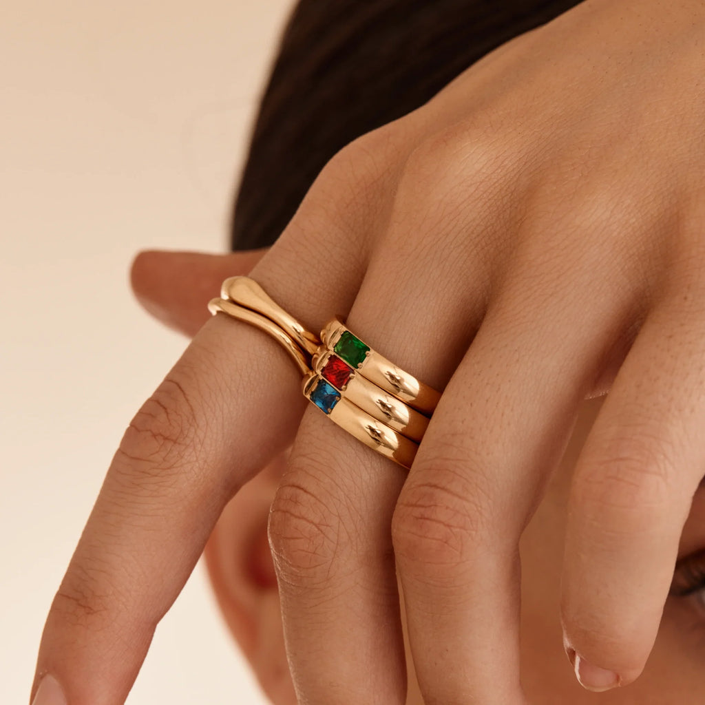 Bague anneau pierre de naissance taille baguette