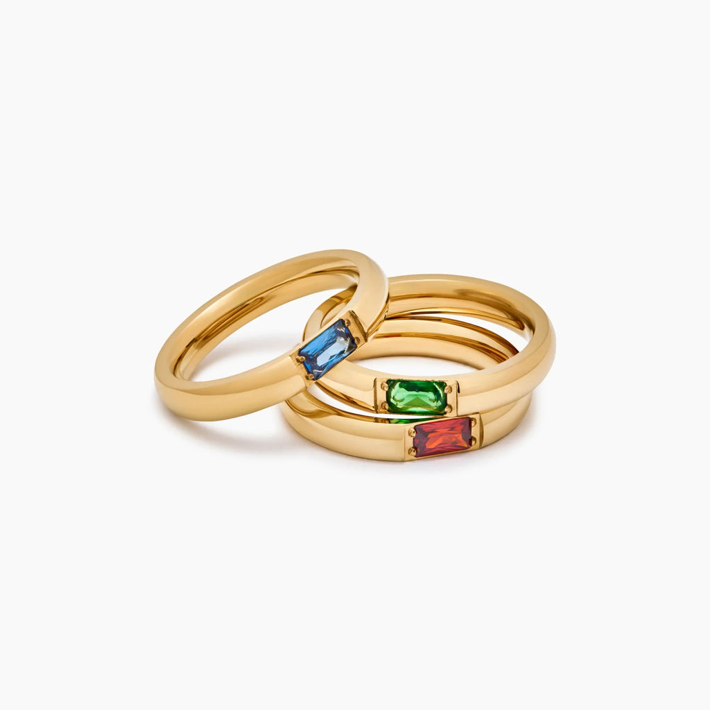 Bague anneau pierre de naissance taille baguette