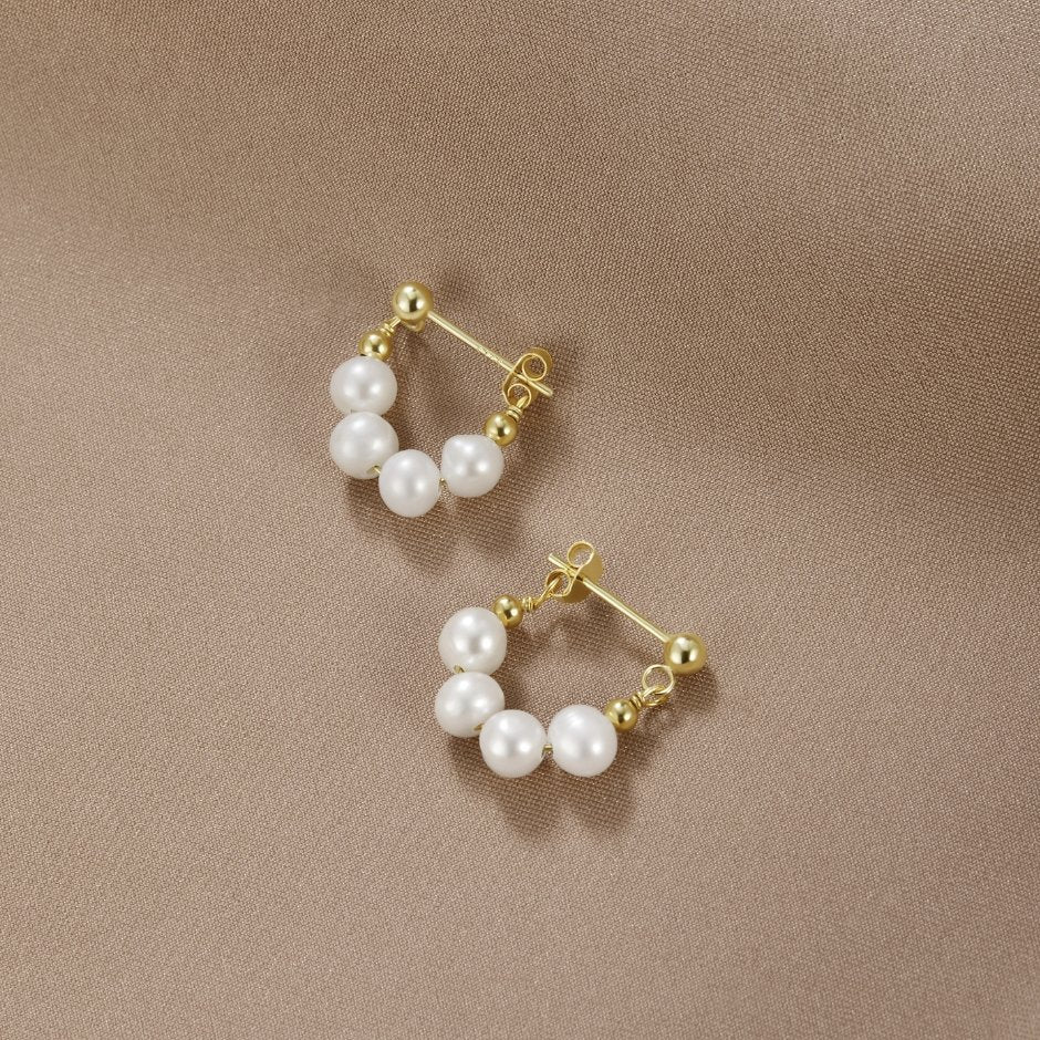 Brigitte Pearl Hoop Earrings