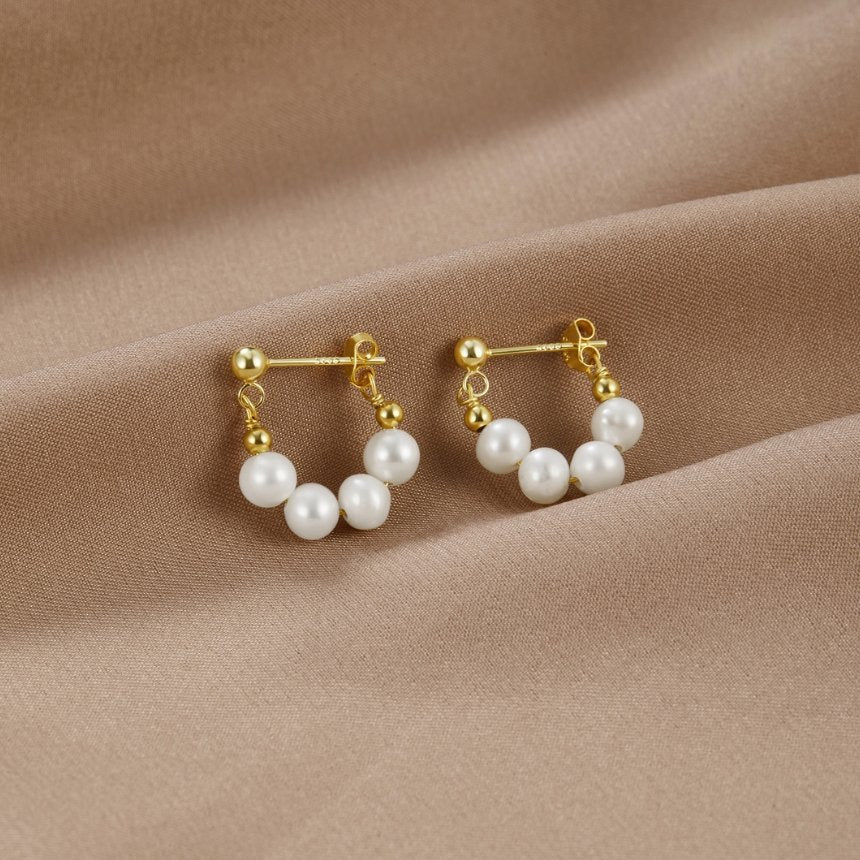 Brigitte Pearl Hoop Earrings