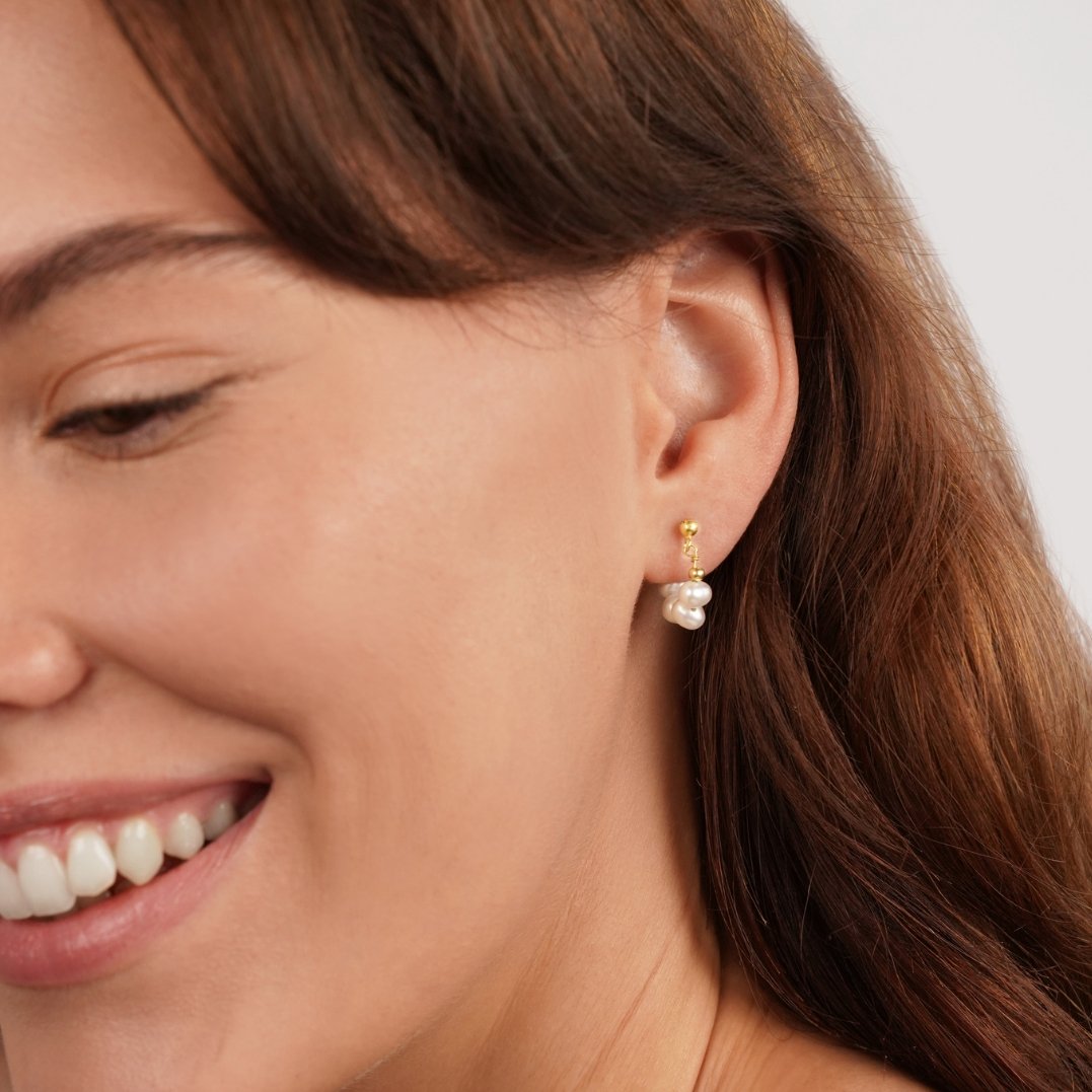 Brigitte Pearl Hoop Earrings