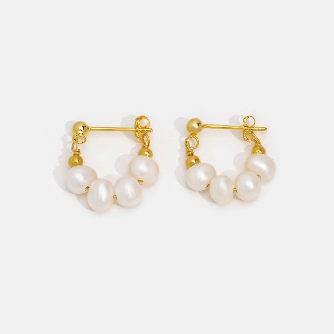 Brigitte Pearl Hoop Earrings