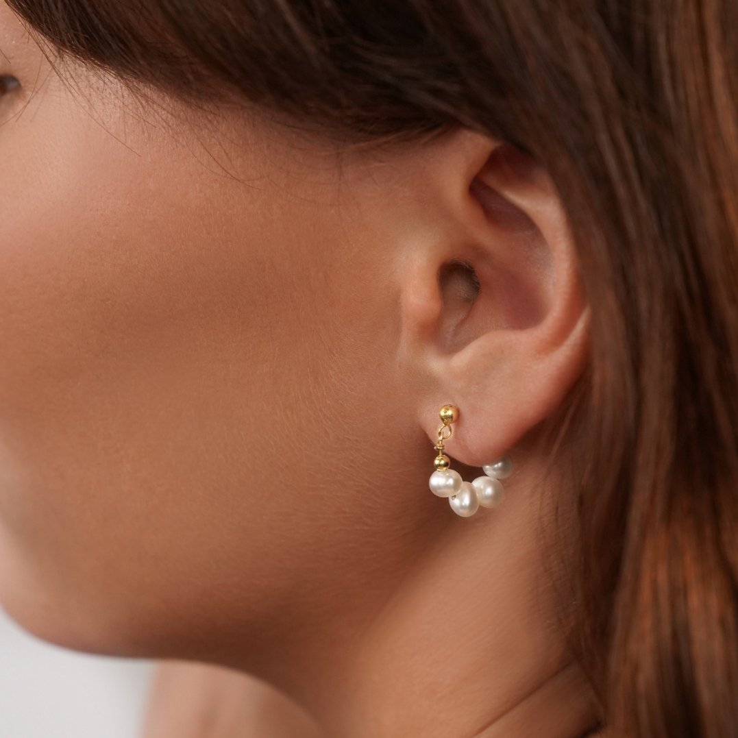 Brigitte Pearl Hoop Earrings