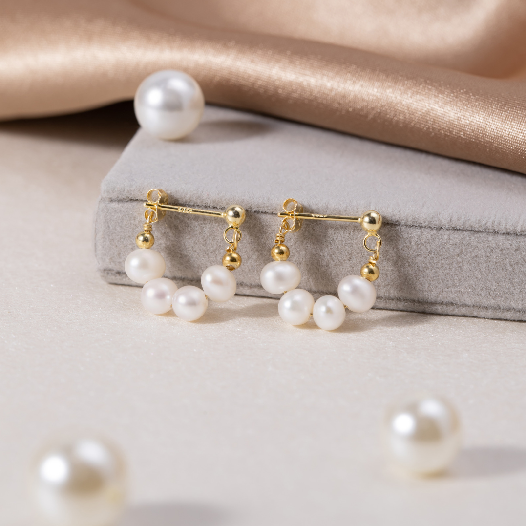 Brigitte Pearl Hoop Earrings