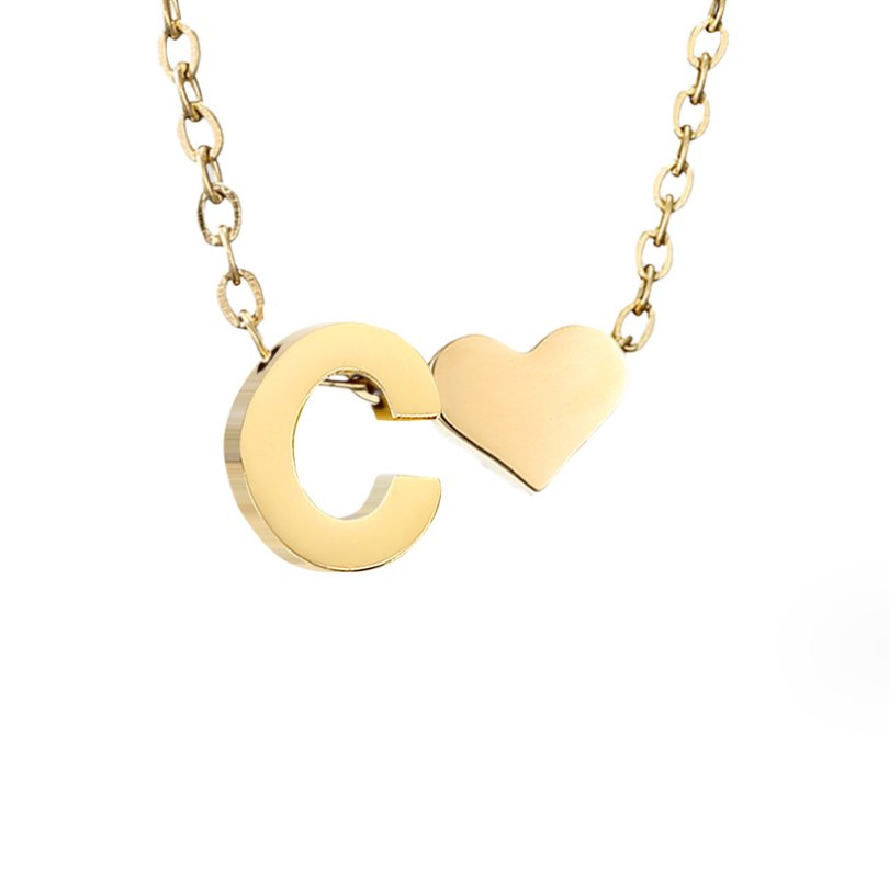 Original Heart & Letter Gold Necklace