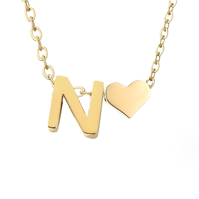 Original Heart & Letter Gold Necklace