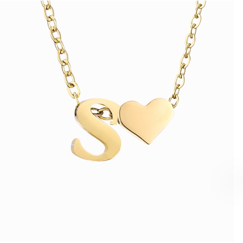 Original Heart & Letter Gold Necklace