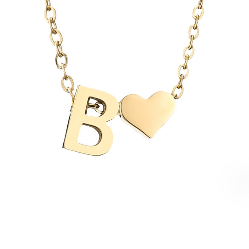 Original Heart & Letter Gold Necklace