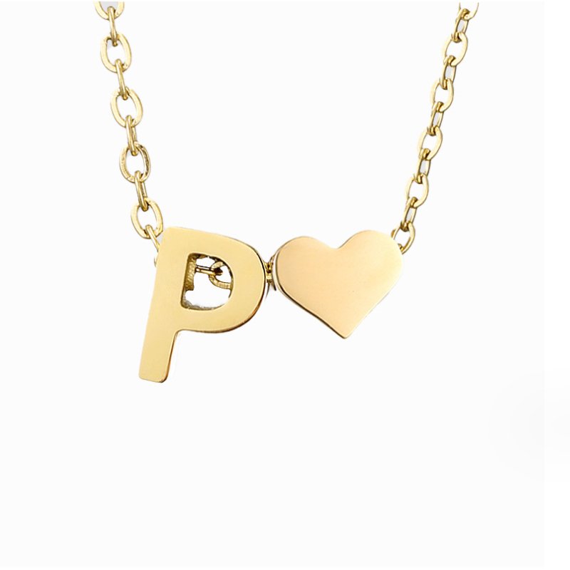 Original Heart & Letter Gold Necklace