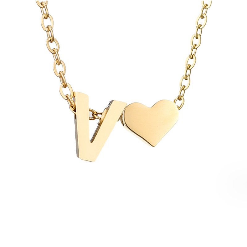 Original Heart & Letter Gold Necklace