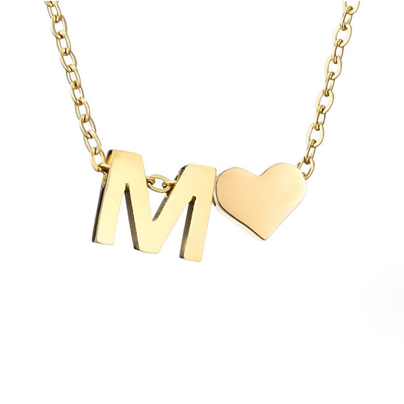 Original Heart & Letter Gold Necklace